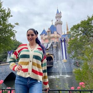 Disney Minnie Mouse Striped Cardigan Sweater Women’s Size M